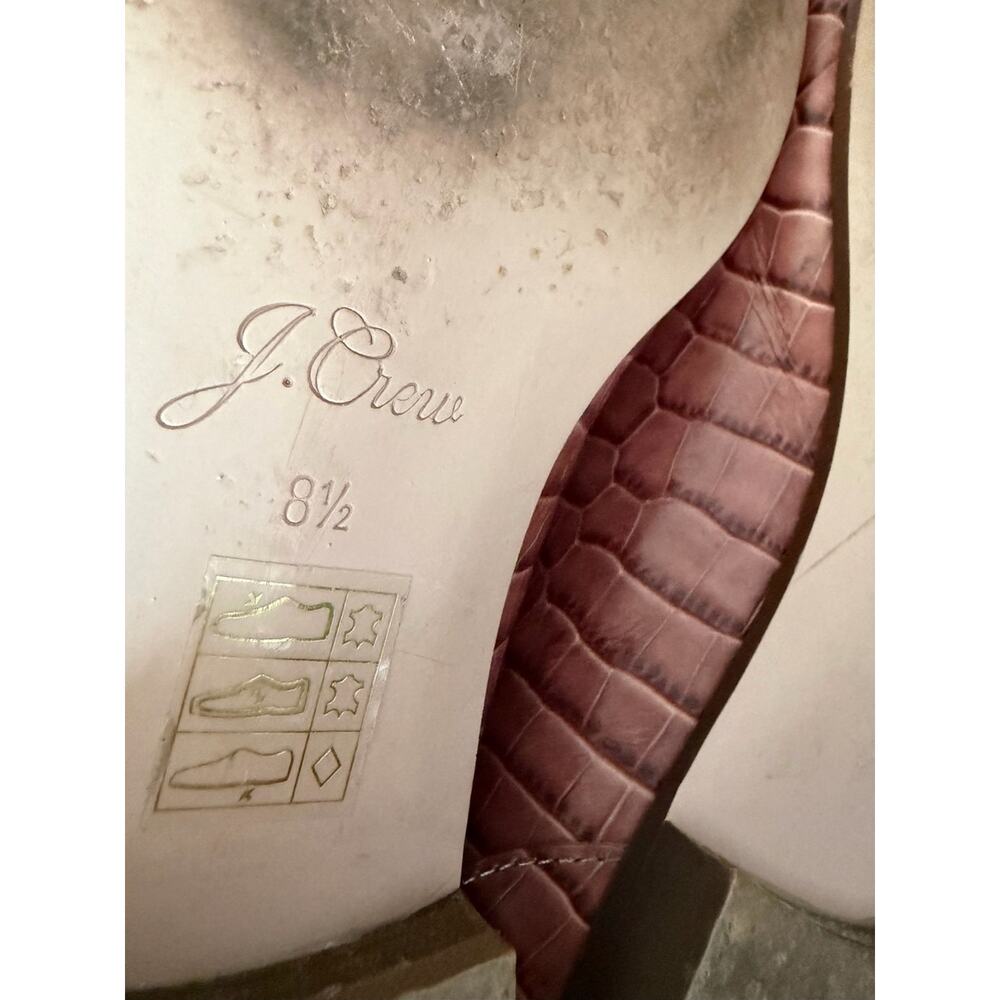 J. Crew Academy Penny Leather Loafers Size 8.5 Croc Embossed Pinkish Brown - Picture 8 of 9